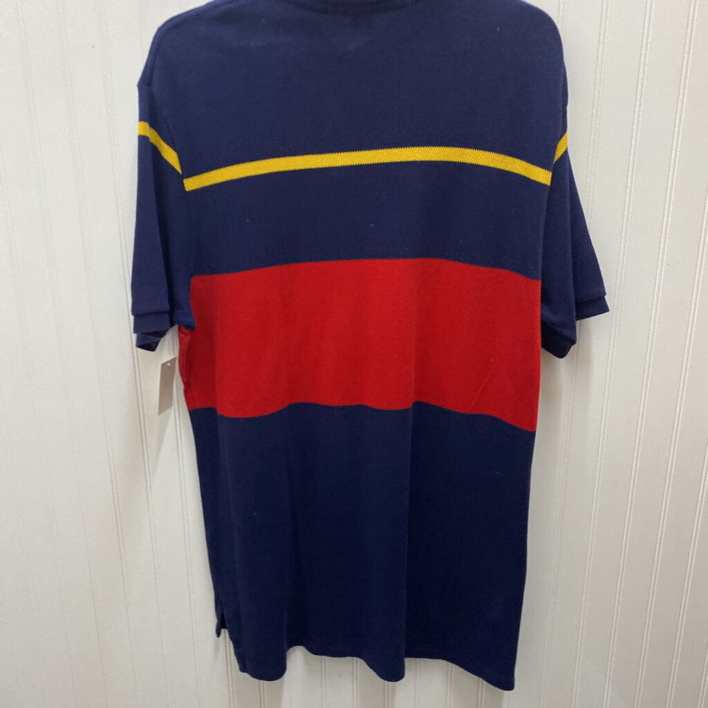*S/S BLUE/RED/YELLOW STRIPE POLO TOP