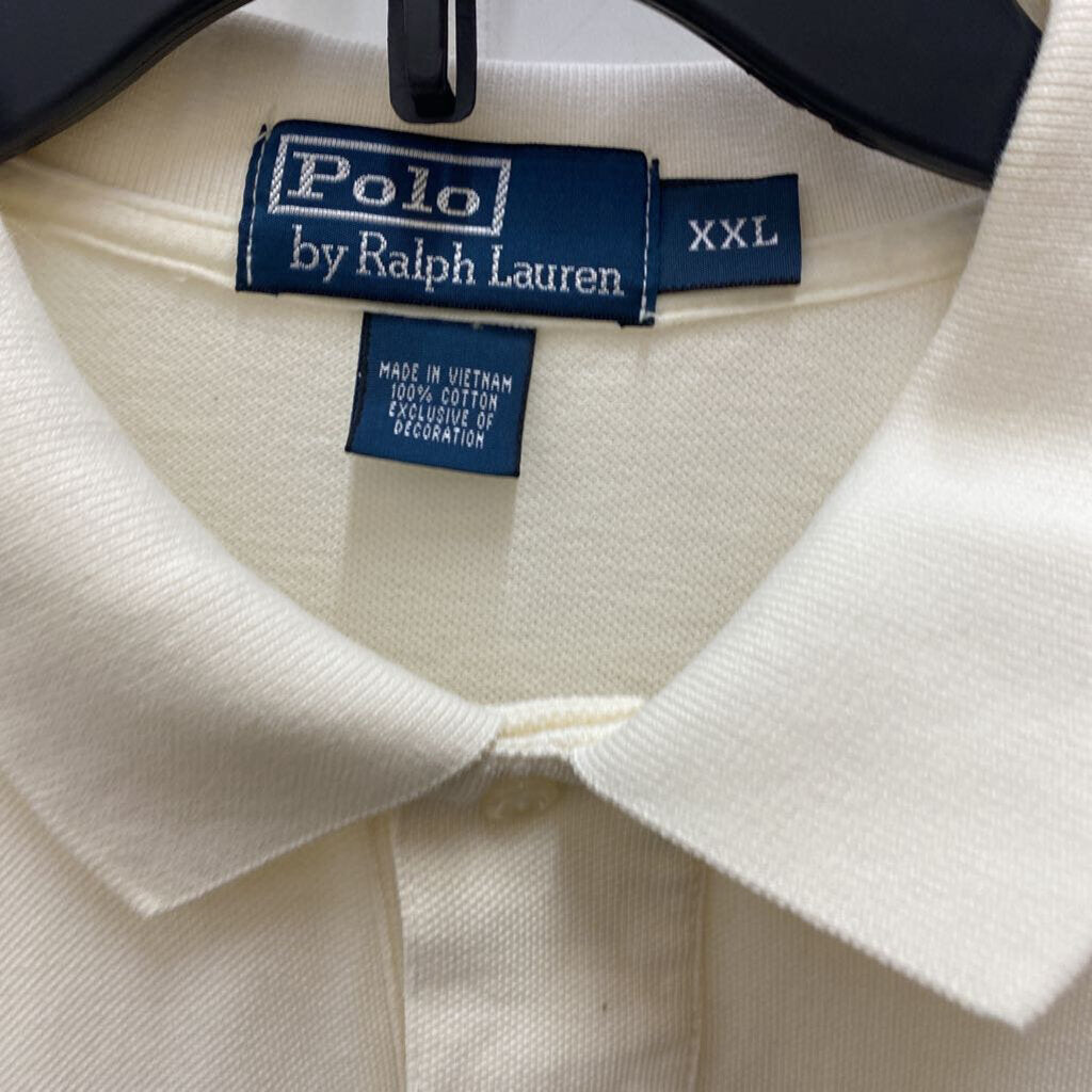 *L/S WHITE GRAPHIC POLO WITH EMBRODIERY GOLD PONY