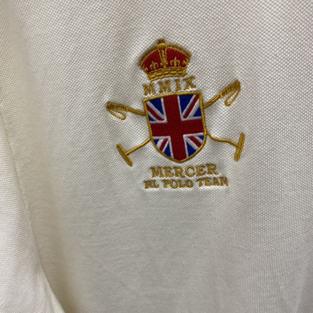 *L/S WHITE GRAPHIC POLO WITH EMBRODIERY GOLD PONY