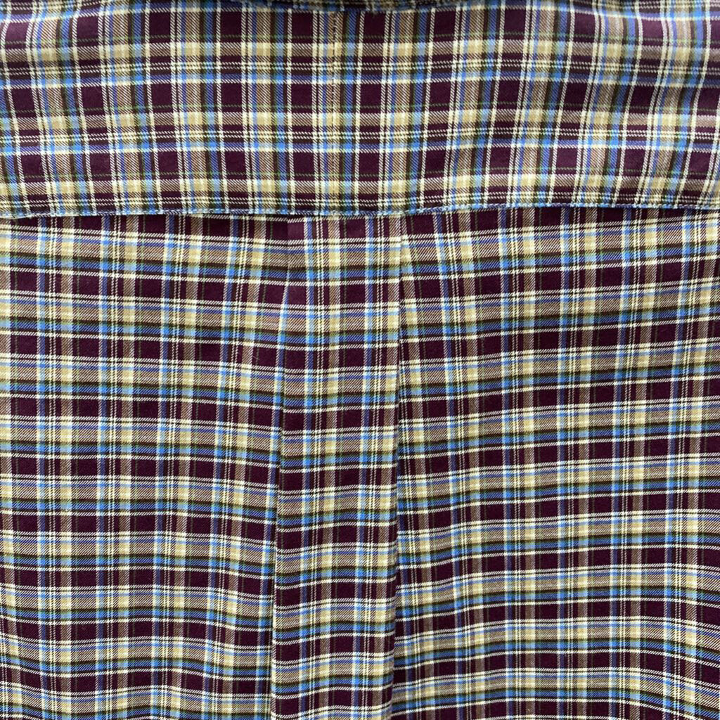 L/S PLAID MAROON DRESS POLO SHIRT