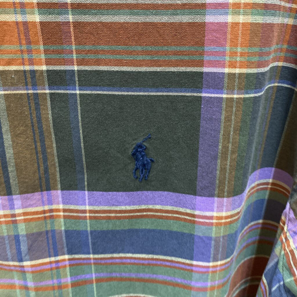 L/S PLAID RUST/ORANGE DRESS POLO SHIRT