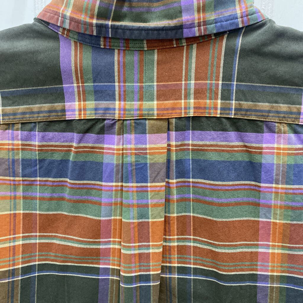 L/S PLAID RUST/ORANGE DRESS POLO SHIRT