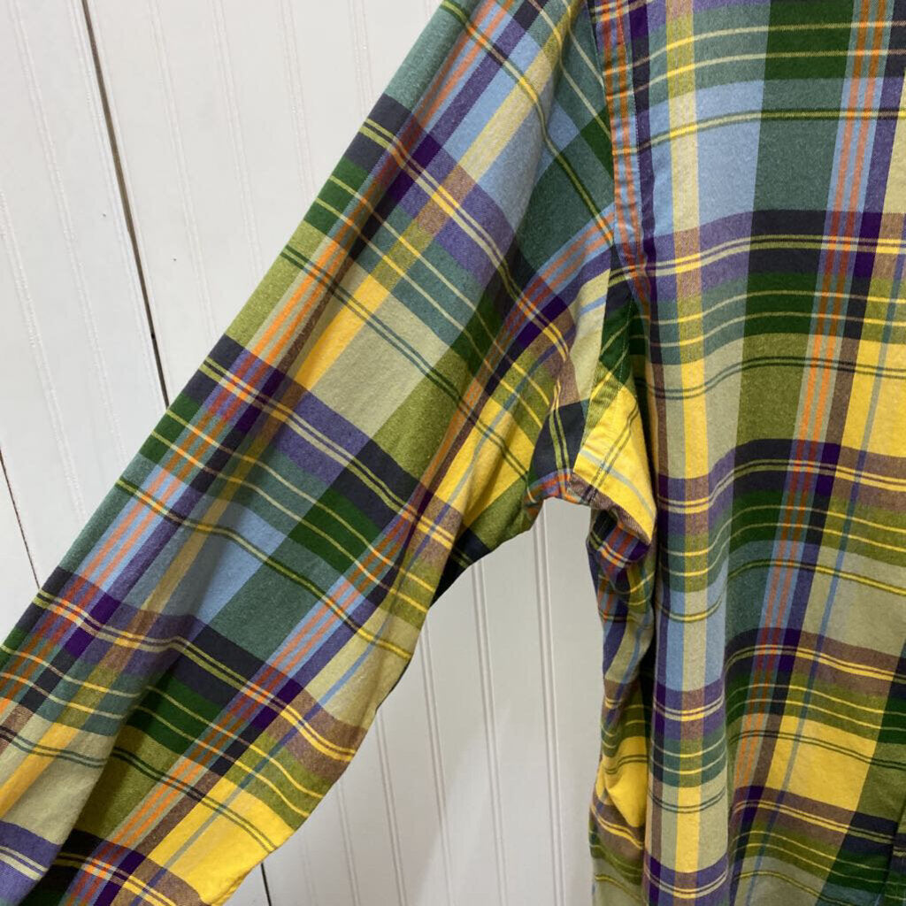 L/S PLAID YELLOW/PURPLEDRESS POLO SHIRT