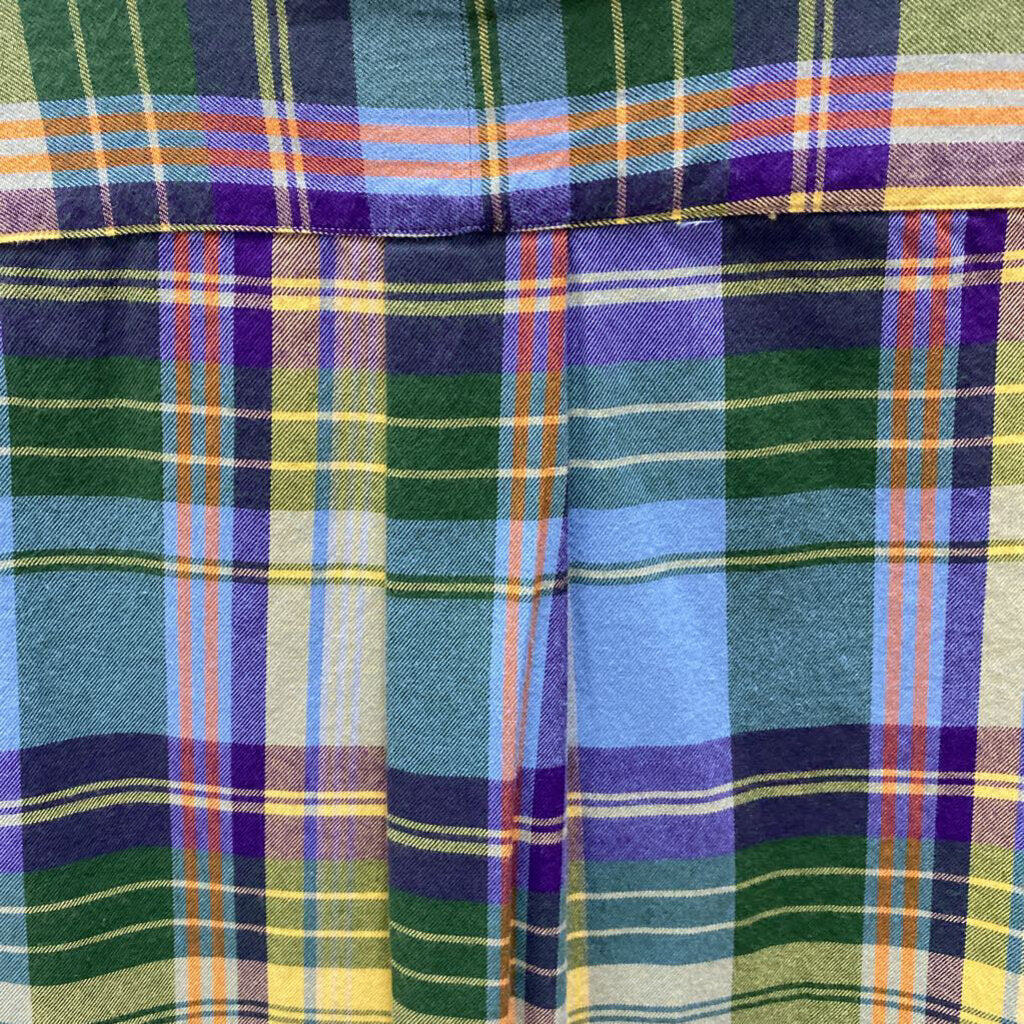 L/S PLAID YELLOW/PURPLEDRESS POLO SHIRT