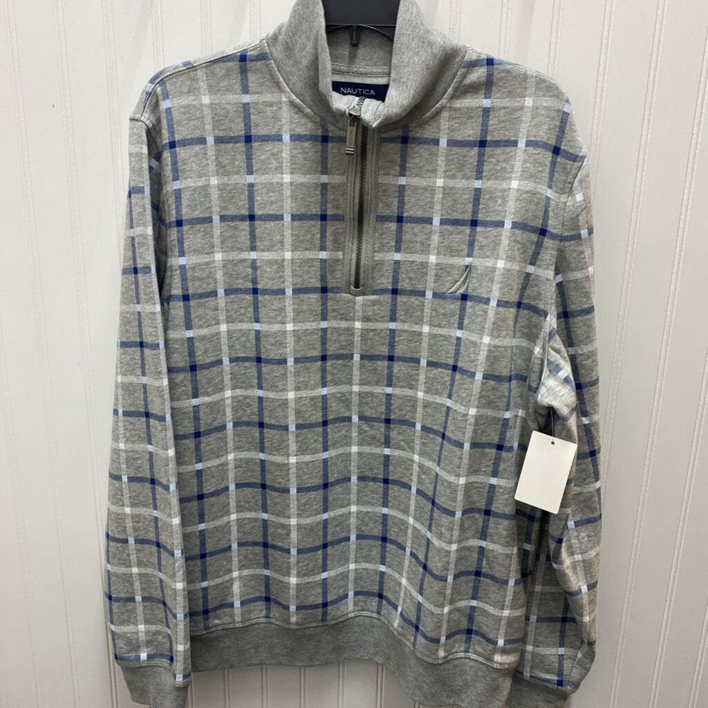 L/S PLAID MOCK ZIP