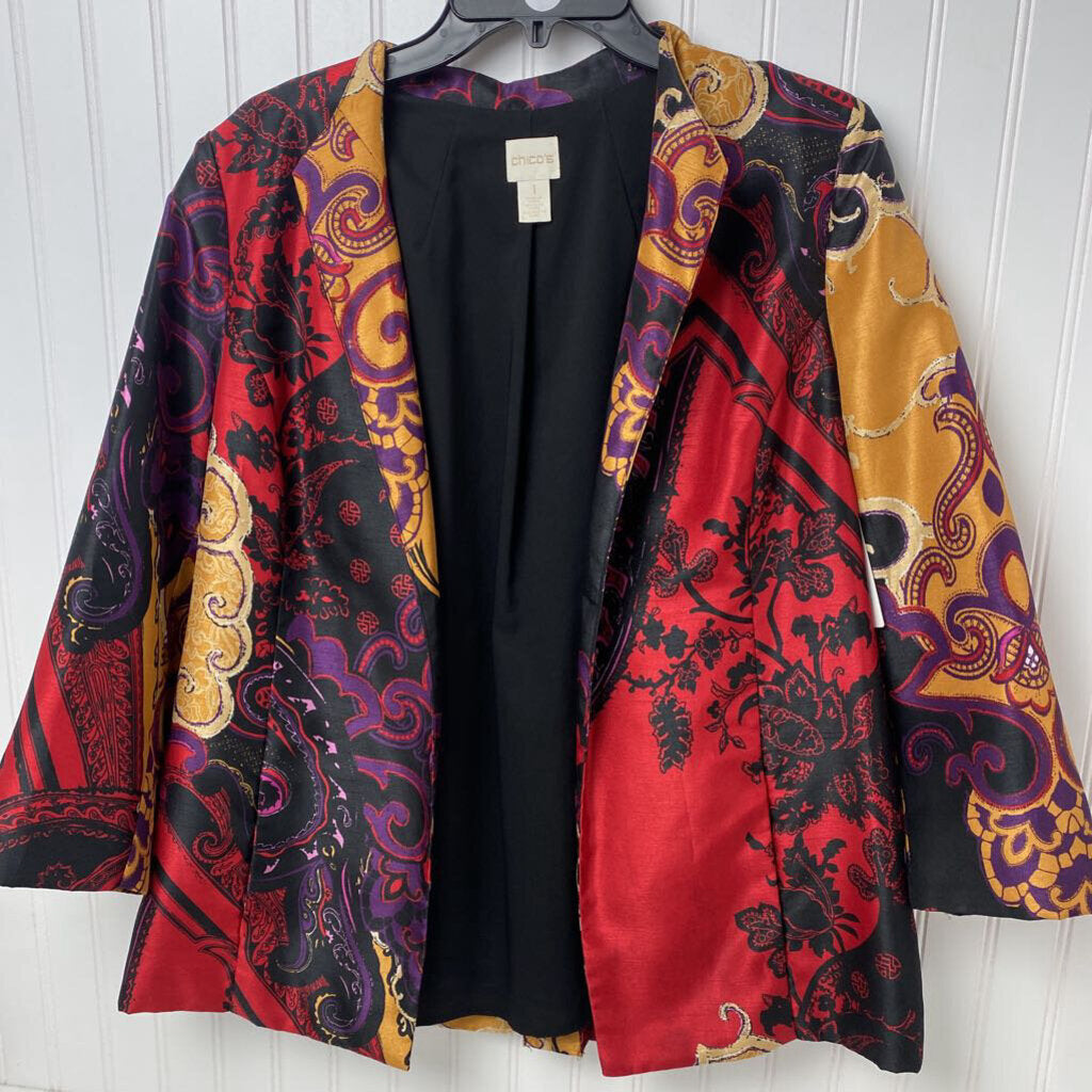 OPEN FRONT PRINTED BLAZER