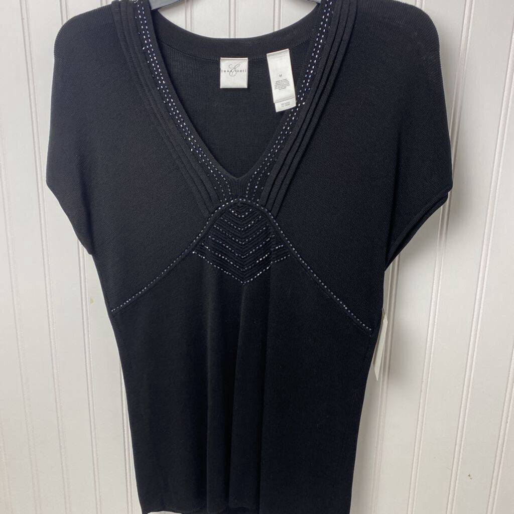 SHORT SLEEVE EMBELLISHED TOP