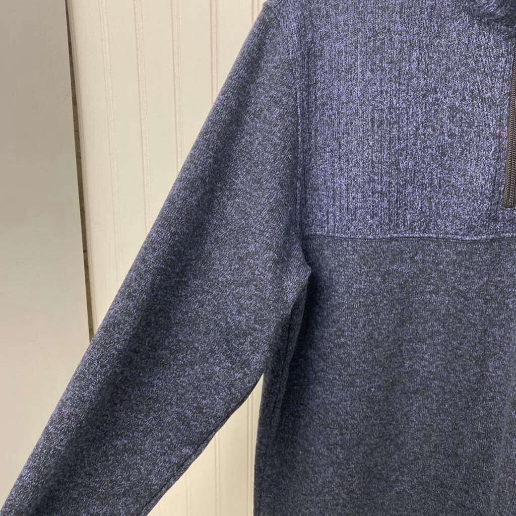 * MOCK ZIP FLEECE BLUE BASIC PULLOVER