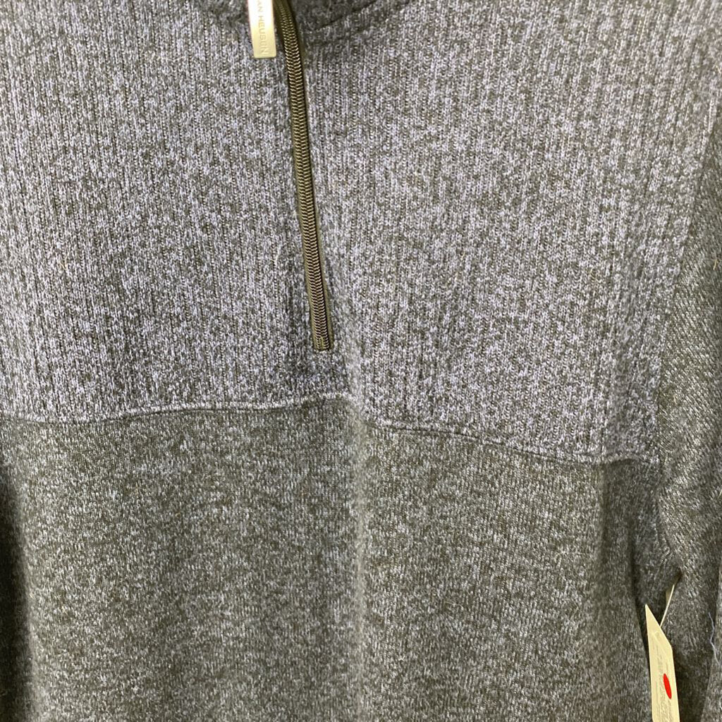 * MOCK ZIP FLEECE BLUE BASIC PULLOVER