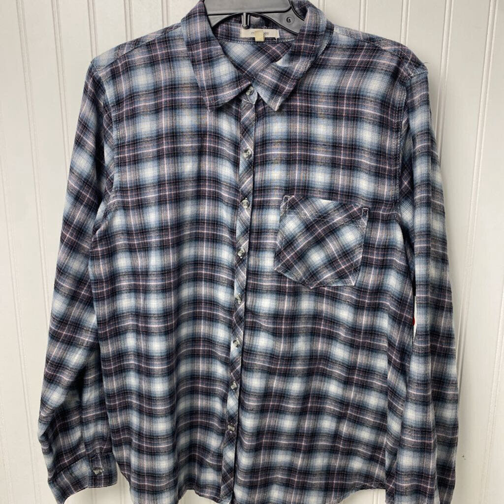 *PLAID PINK/GRAY/BLACK FLANNEL SHIRT