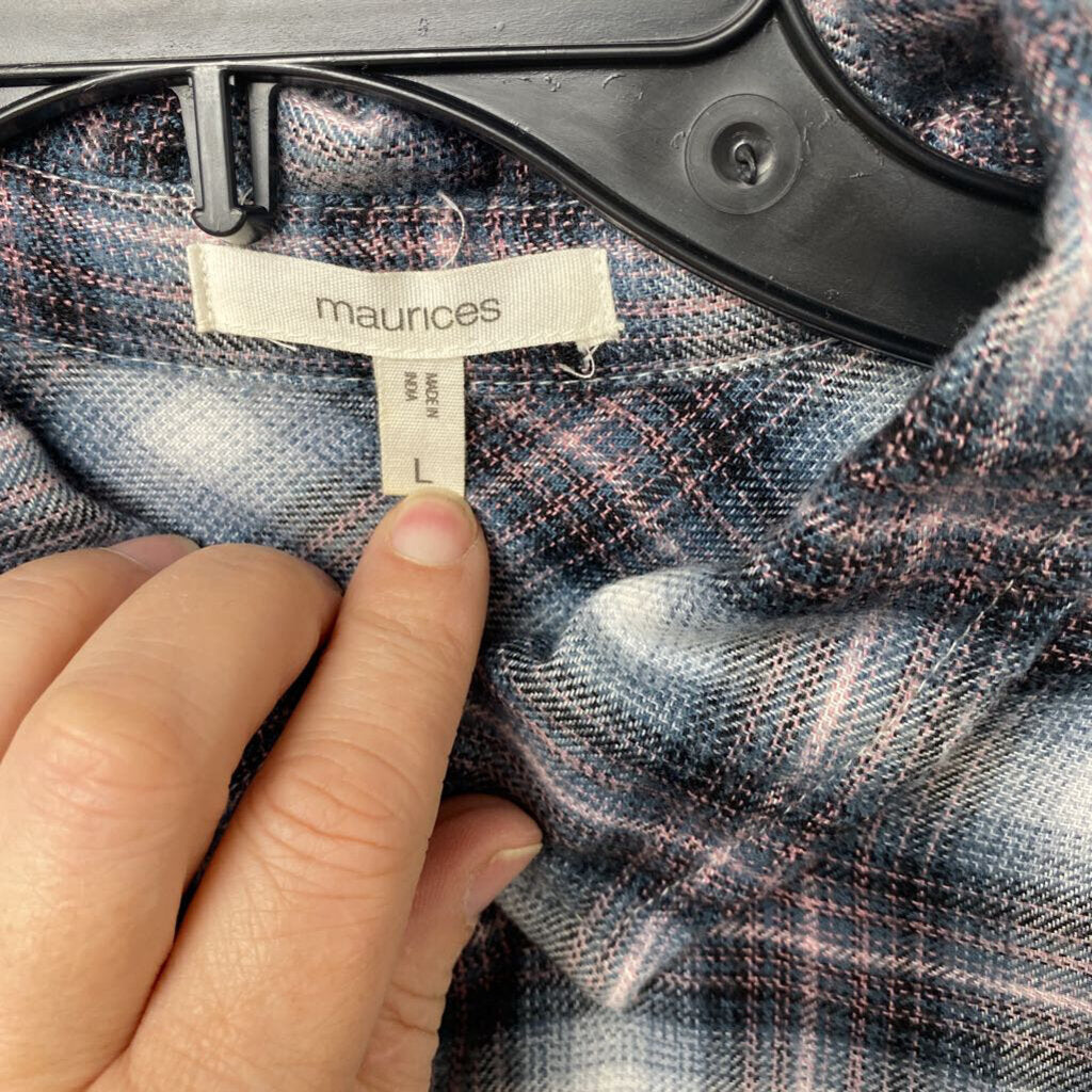 *PLAID PINK/GRAY/BLACK FLANNEL SHIRT