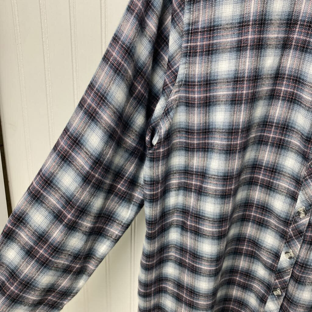 *PLAID PINK/GRAY/BLACK FLANNEL SHIRT