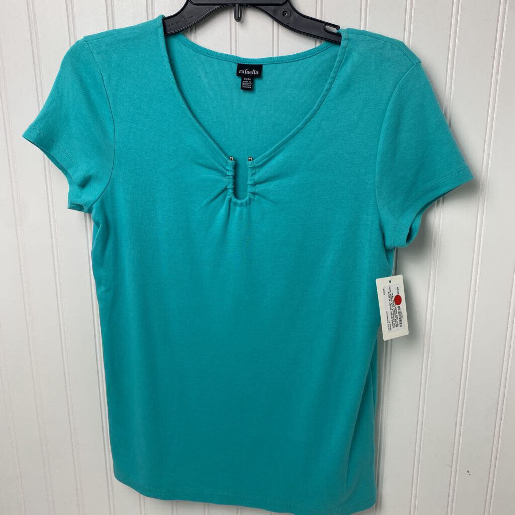 *S/S VNECK WITH SILVER ACCENT BASIC TEAL