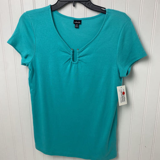 *S/S VNECK WITH SILVER ACCENT BASIC TEAL