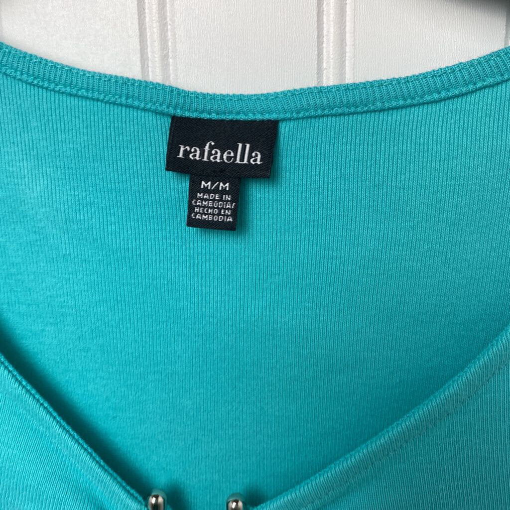 *S/S VNECK WITH SILVER ACCENT BASIC TEAL