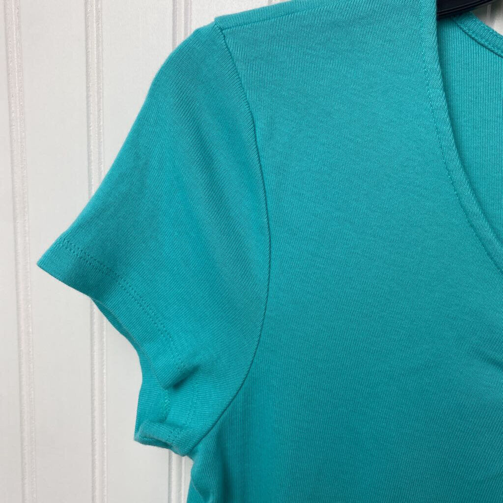 *S/S VNECK WITH SILVER ACCENT BASIC TEAL