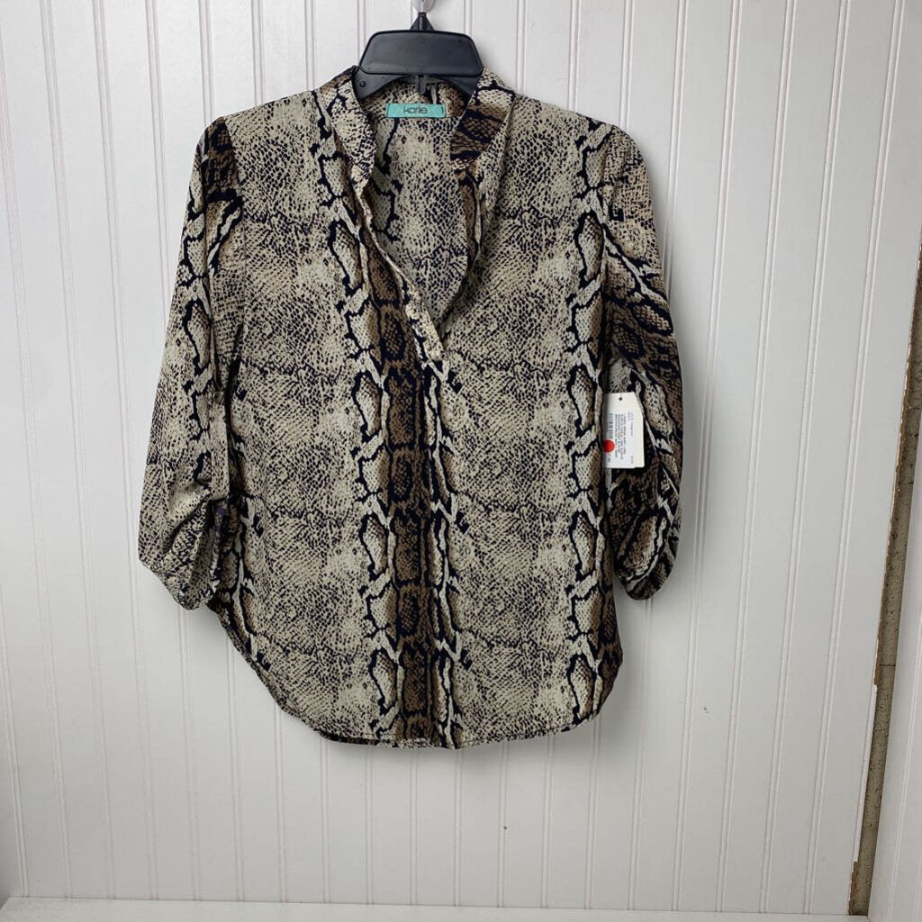 LONG SLEEVE SNAKESKIN PRINT BLOUSE