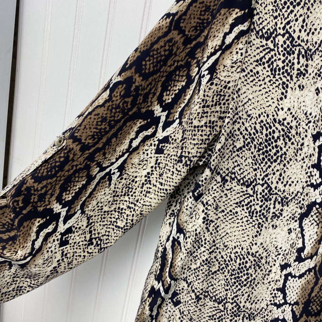 LONG SLEEVE SNAKESKIN PRINT BLOUSE
