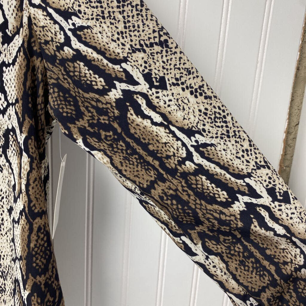 LONG SLEEVE SNAKESKIN PRINT BLOUSE