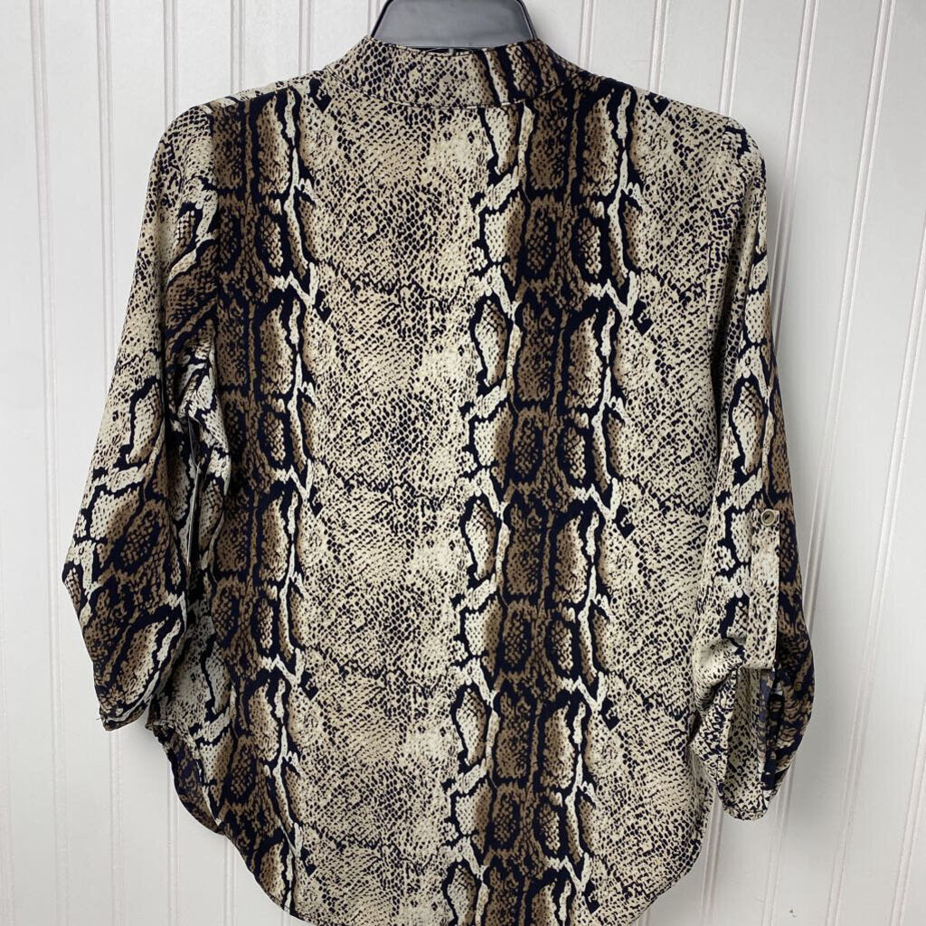 LONG SLEEVE SNAKESKIN PRINT BLOUSE