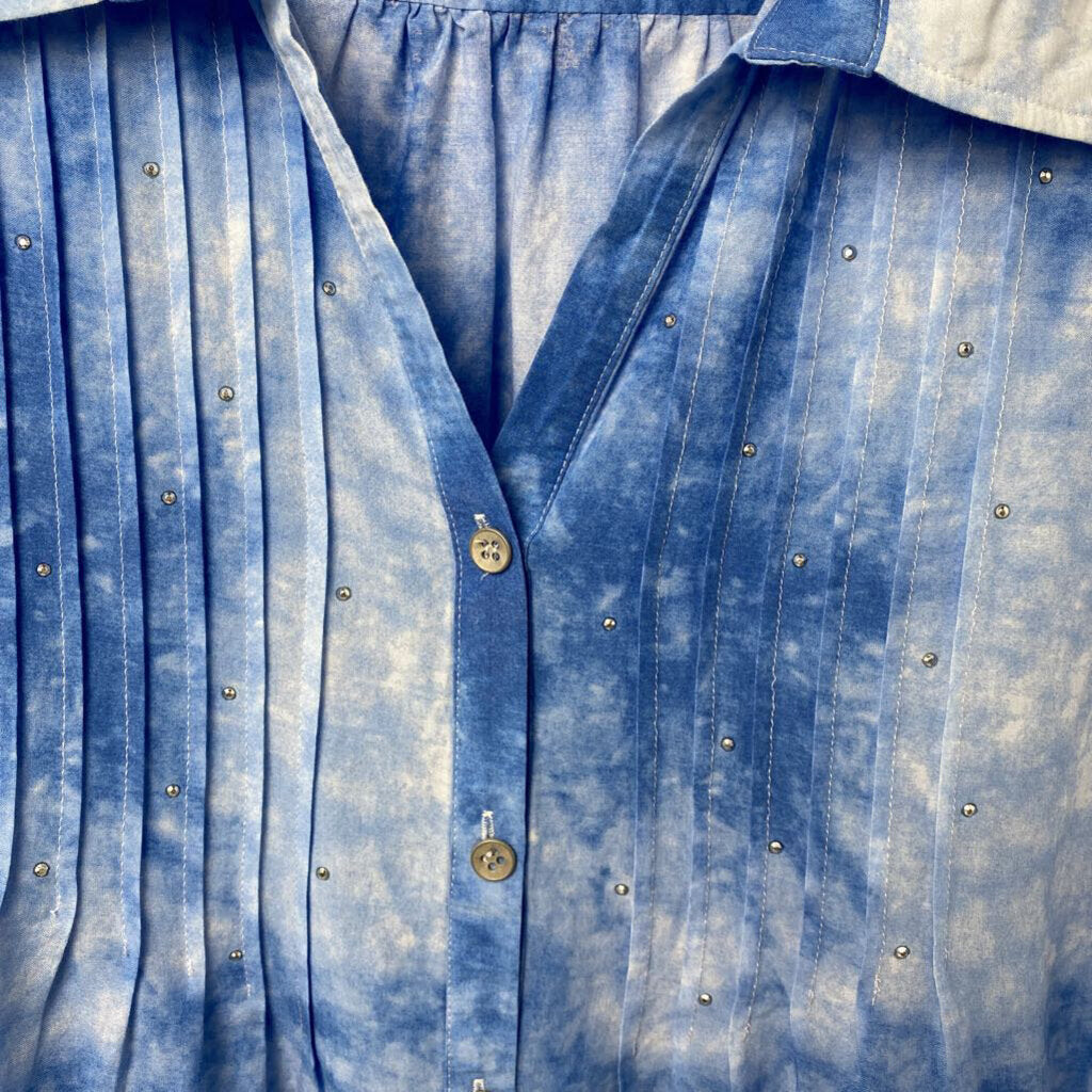 LONG SLEEVE EMBELLISHED BUTTON UP BLOUSE
