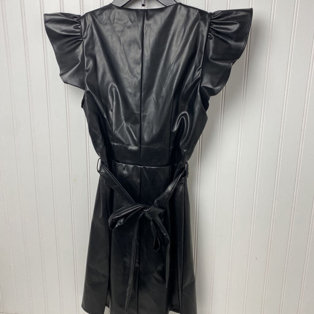 RUFFLED PLEATHER DRESS