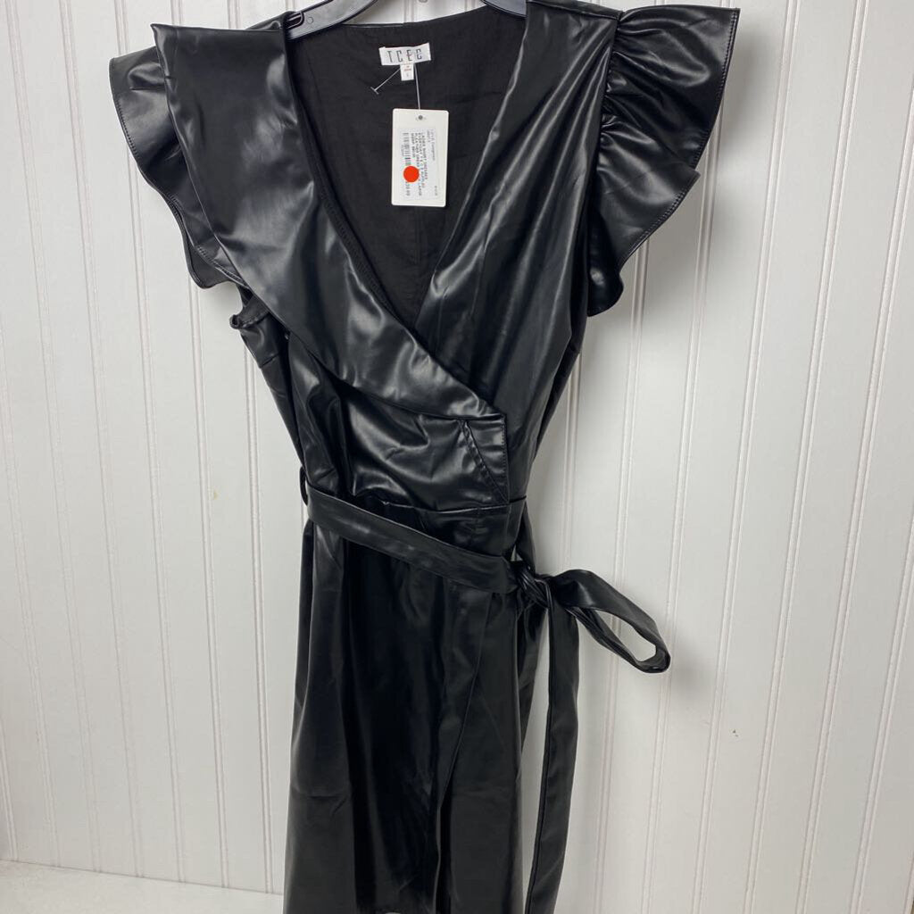 RUFFLED PLEATHER DRESS