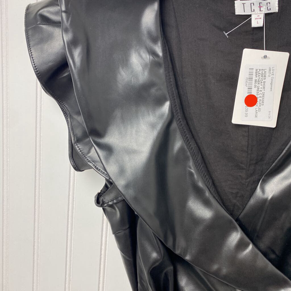 RUFFLED PLEATHER DRESS