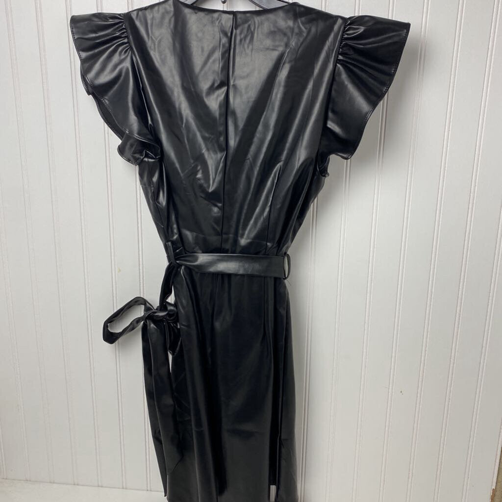 RUFFLED PLEATHER DRESS
