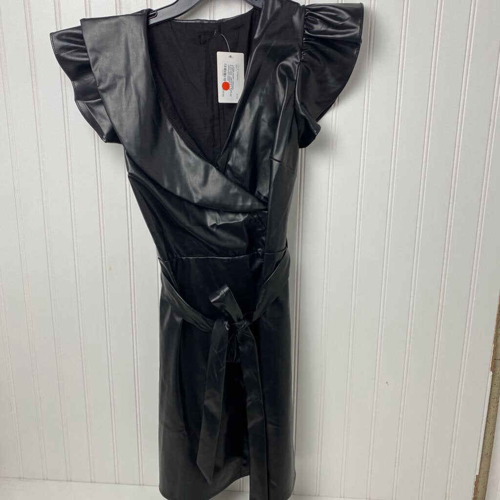 RUFFLED PLEATHER DRESS