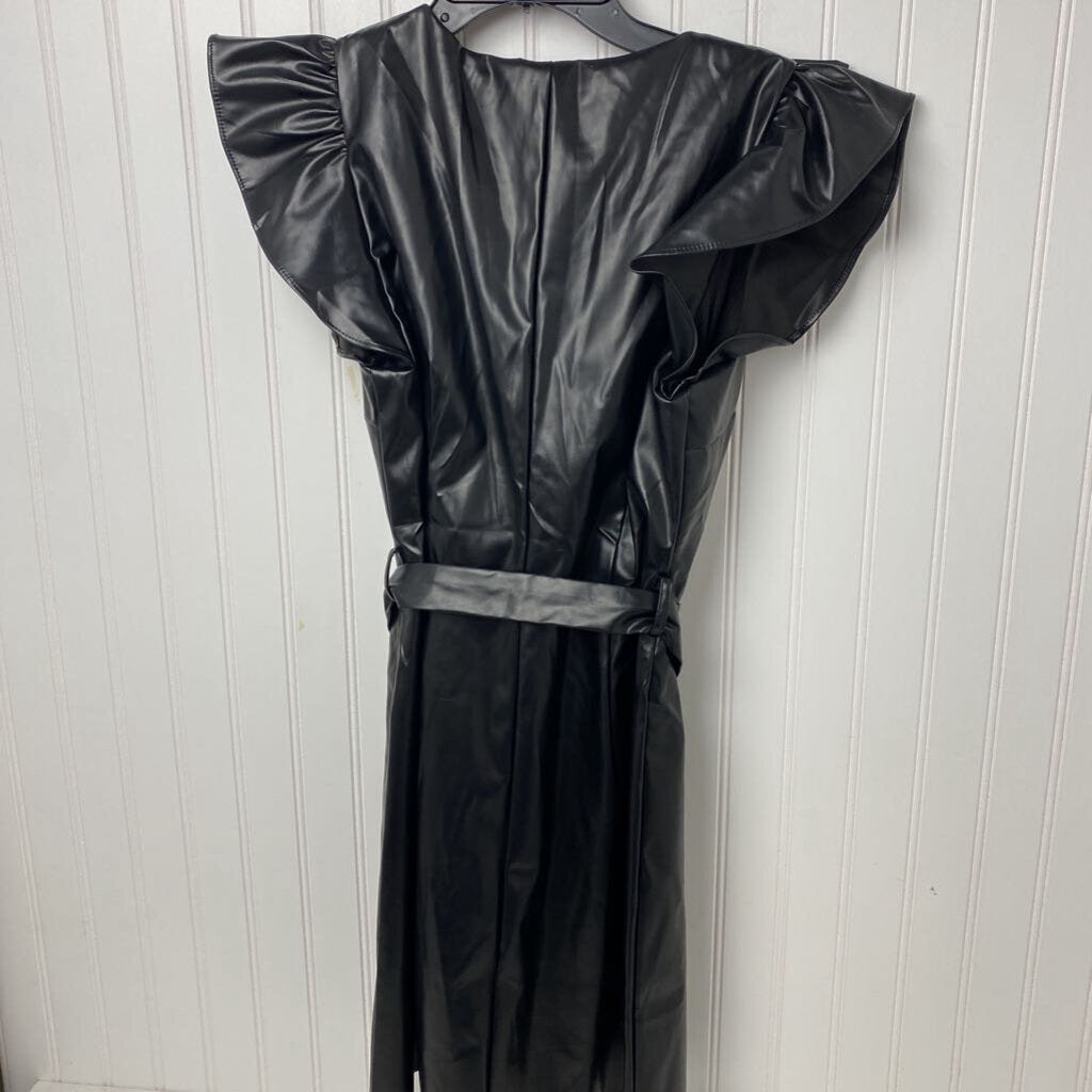RUFFLED PLEATHER DRESS
