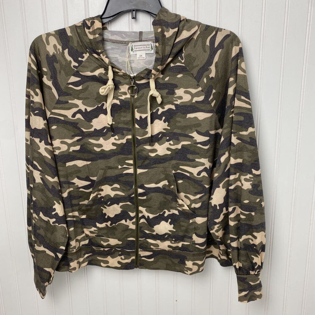 FULL ZIP CAMO COTTON HOODIE