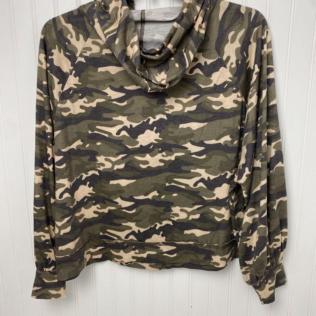FULL ZIP CAMO COTTON HOODIE