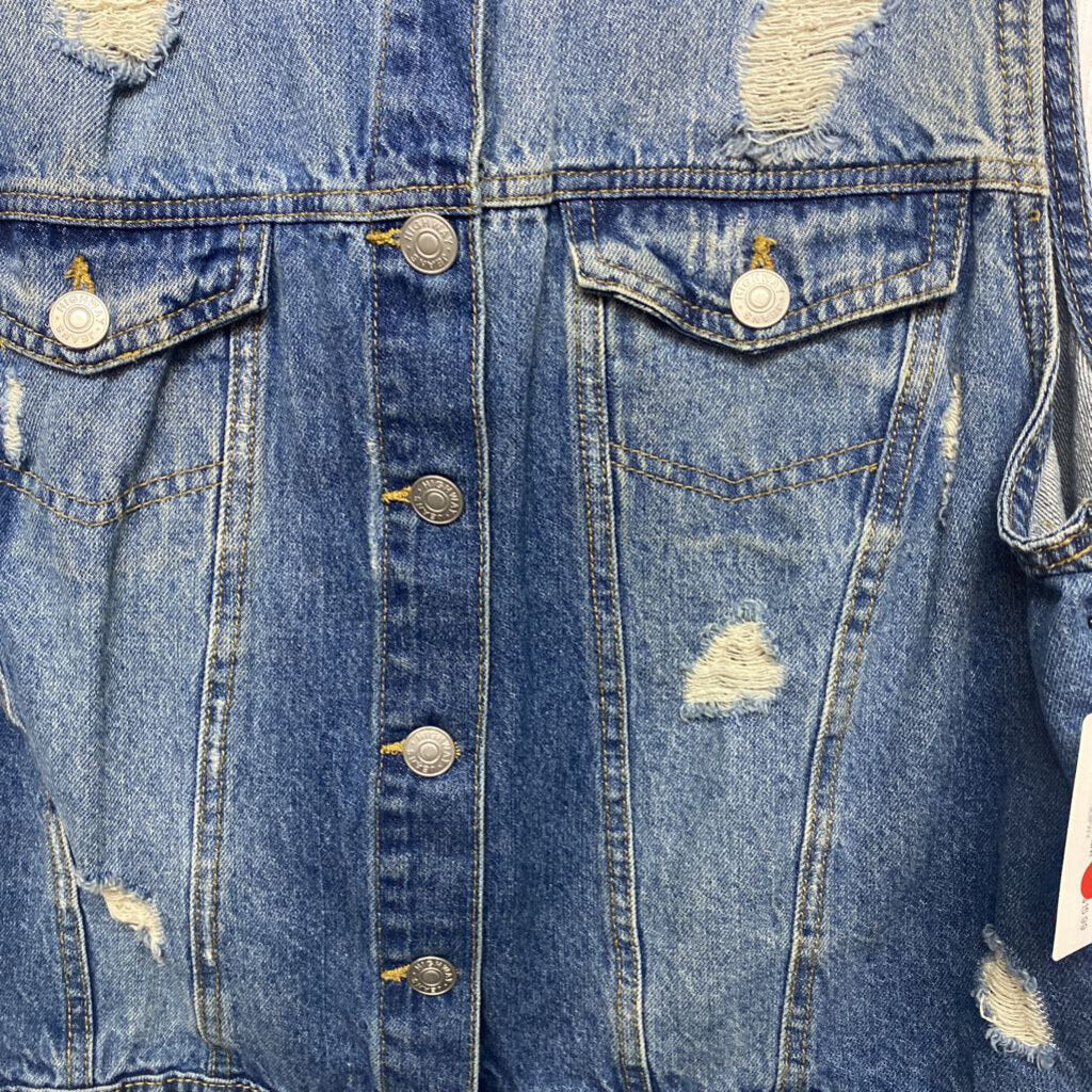 DISTRESSED DENIM VEST