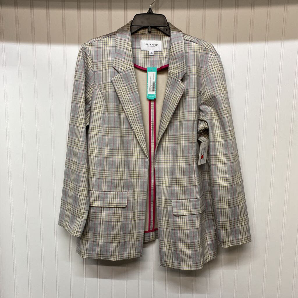 FAUX POCKET PLAID BLAZER