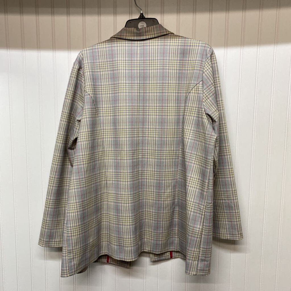FAUX POCKET PLAID BLAZER
