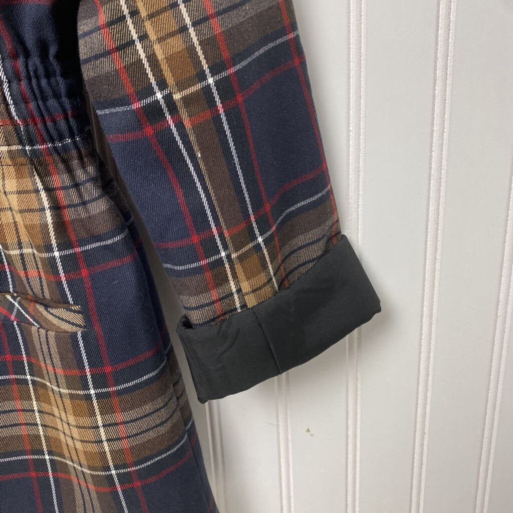 PLAID GATHERED WAIST BLAZER
