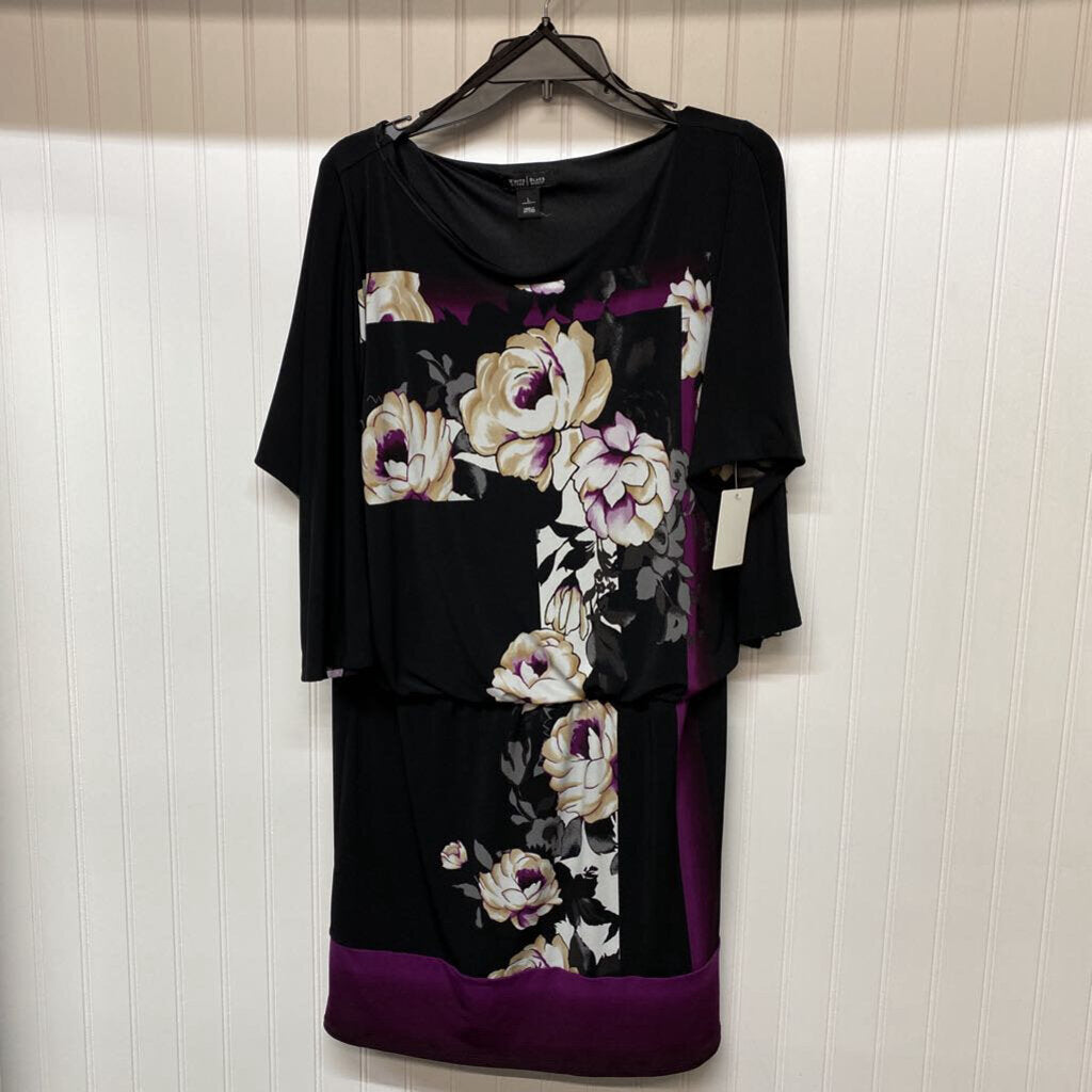 BATWING FLORAL PATTERN GATHERED WAIST