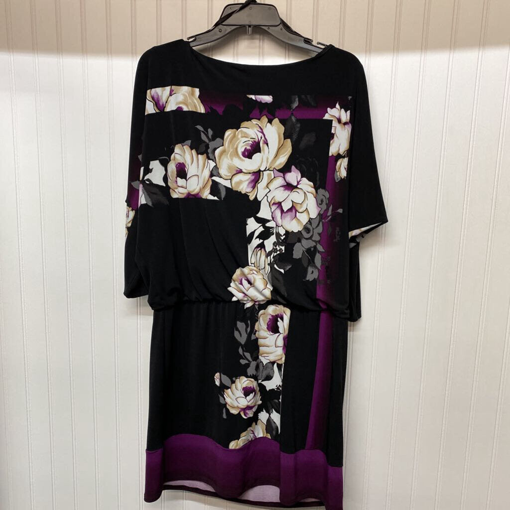 BATWING FLORAL PATTERN GATHERED WAIST