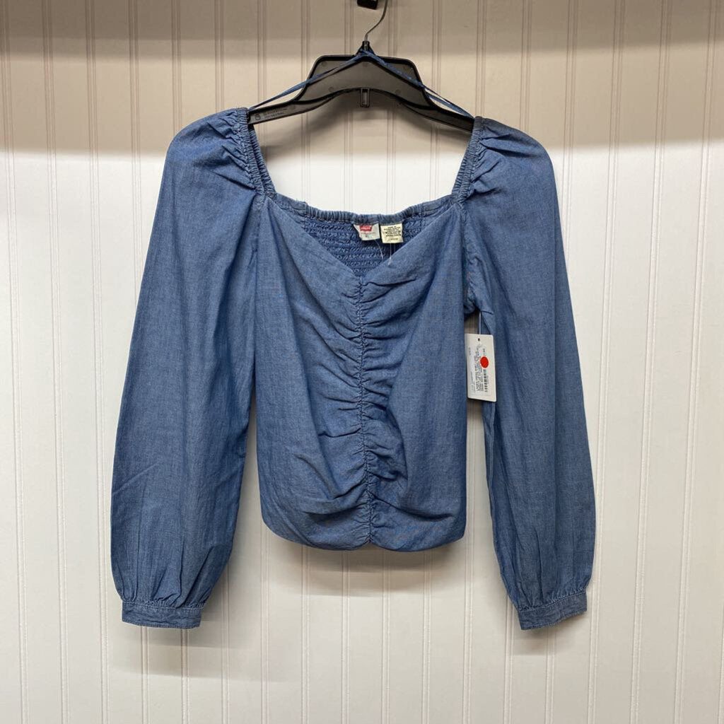 *LONG SLEEVE DENIM LIKE GATHERING ON BACK