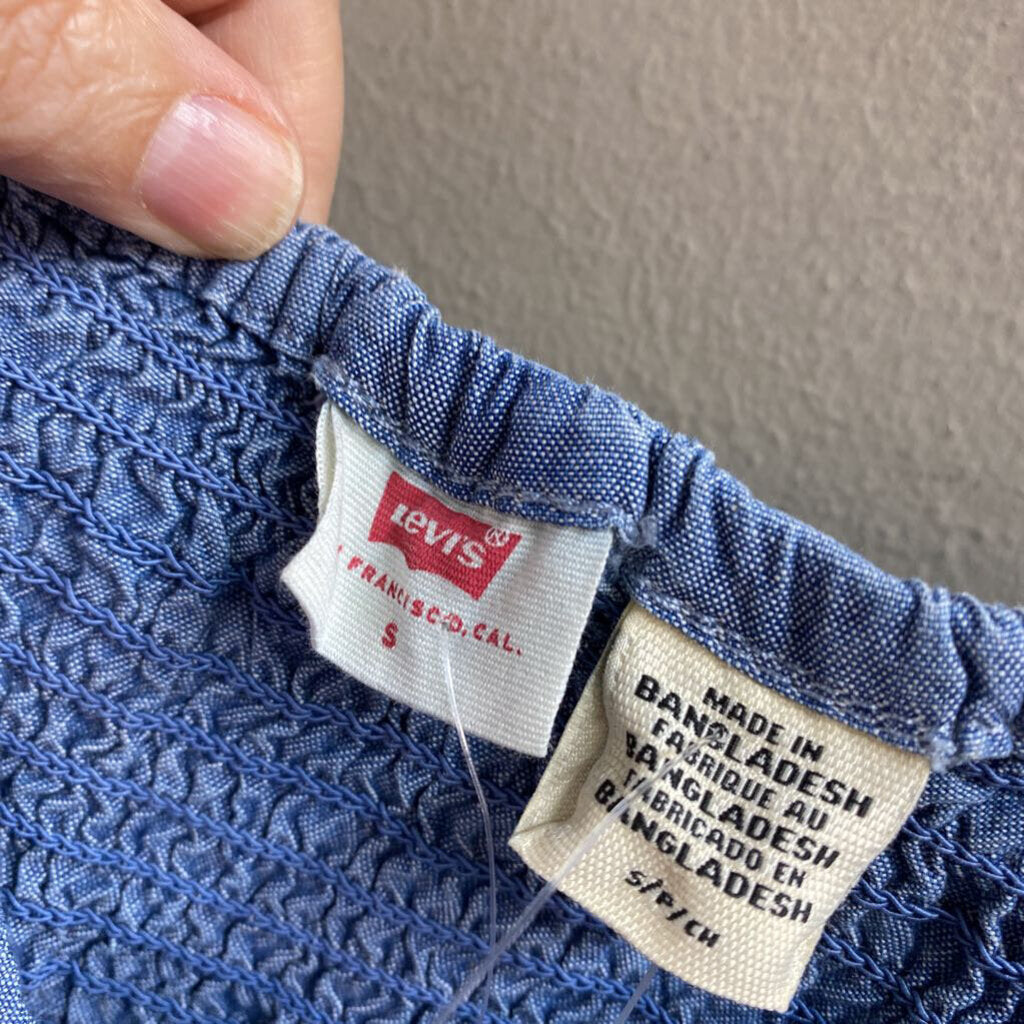 *LONG SLEEVE DENIM LIKE GATHERING ON BACK