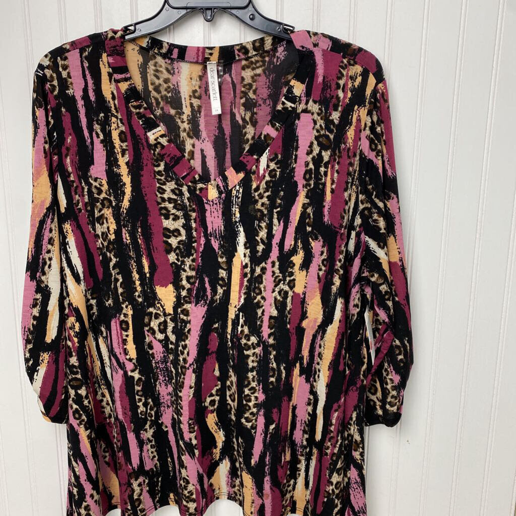 LONG SLEEVE PRINTED KNIT TOP