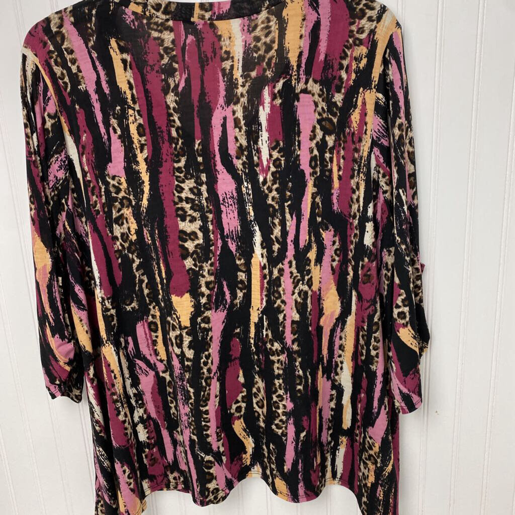 LONG SLEEVE PRINTED KNIT TOP