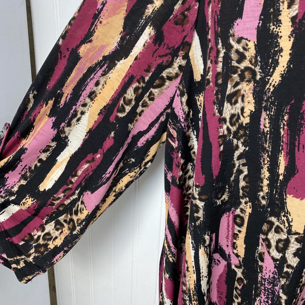 LONG SLEEVE PRINTED KNIT TOP
