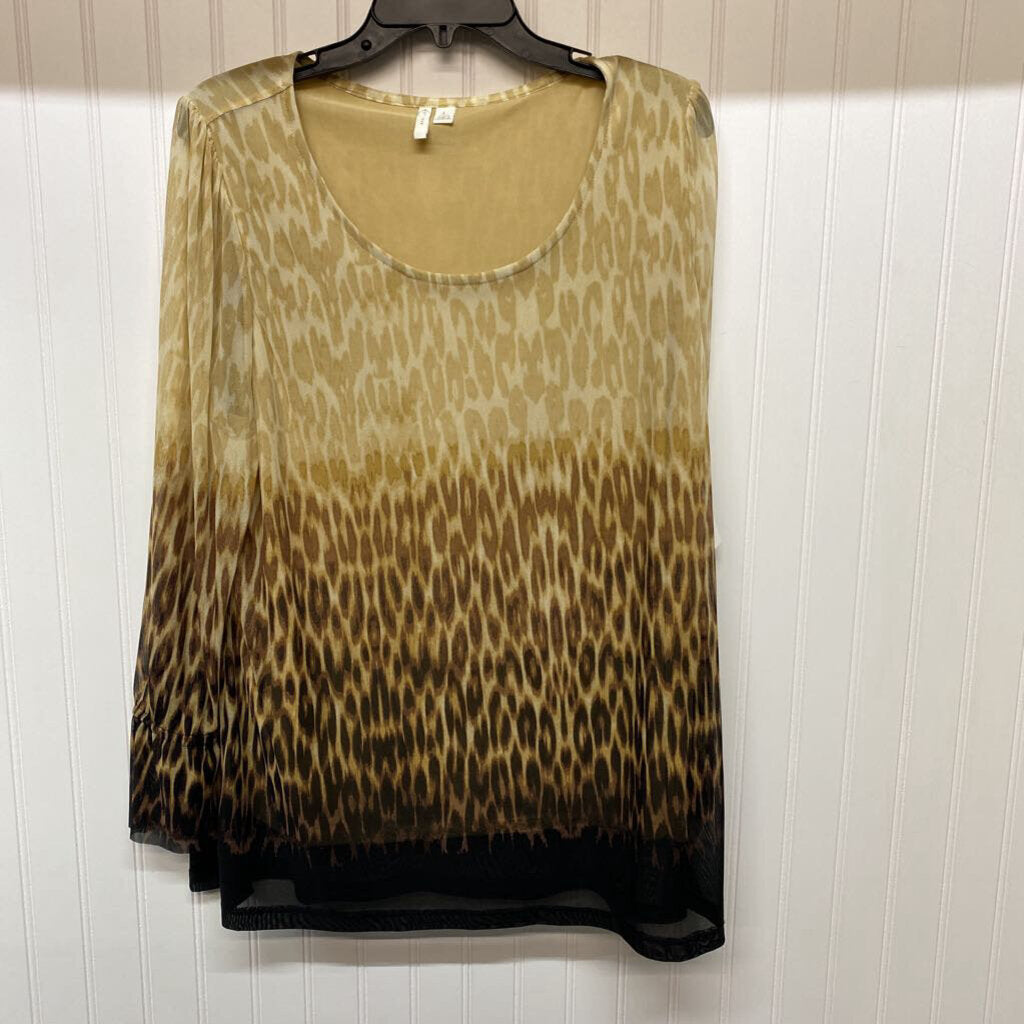 *LONG SLEEVE MESH ANIMAL PRINT DRESS SHIRT