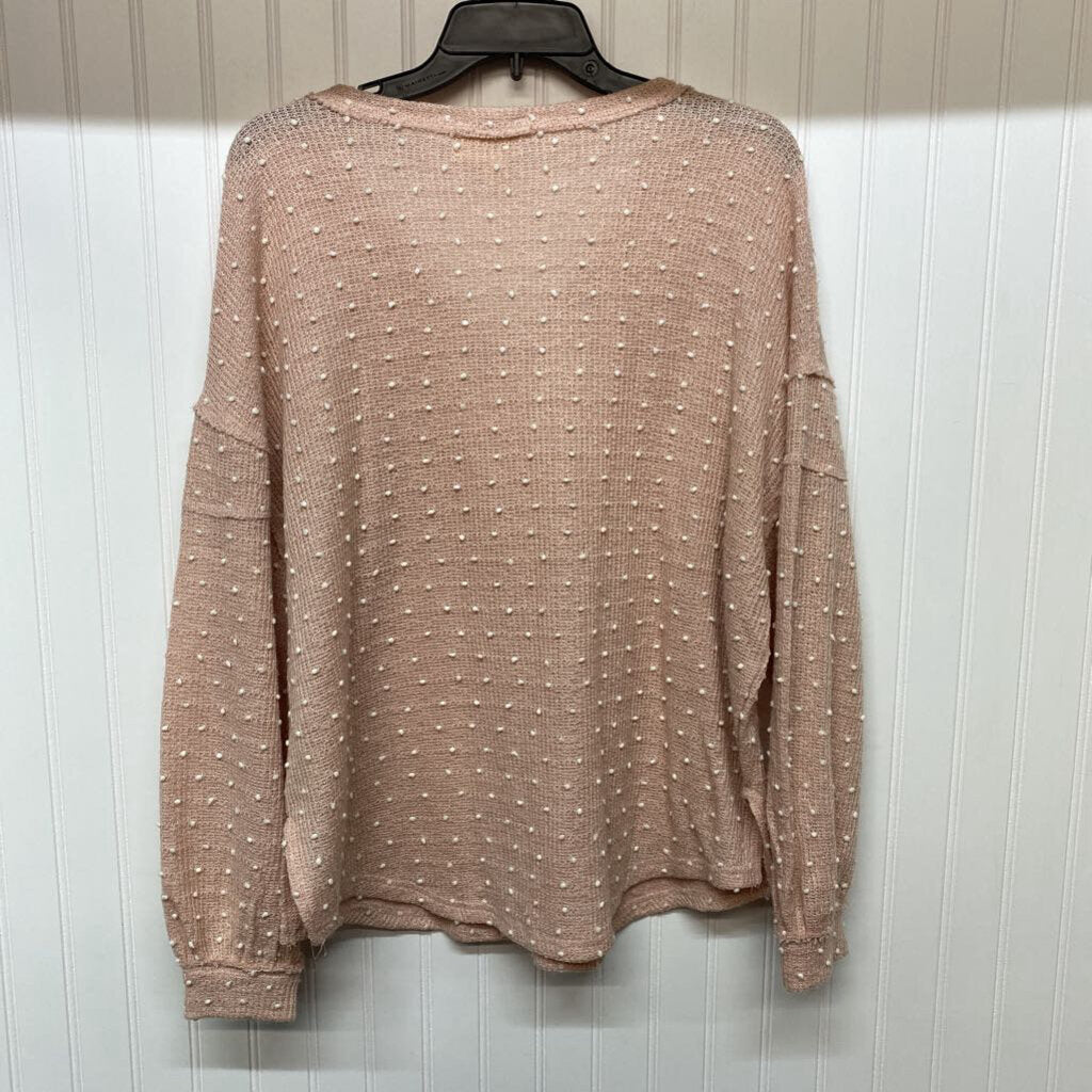 *DISTRESS PINK AND WHITE POLKA DOTS WITH FRONT POCKET
