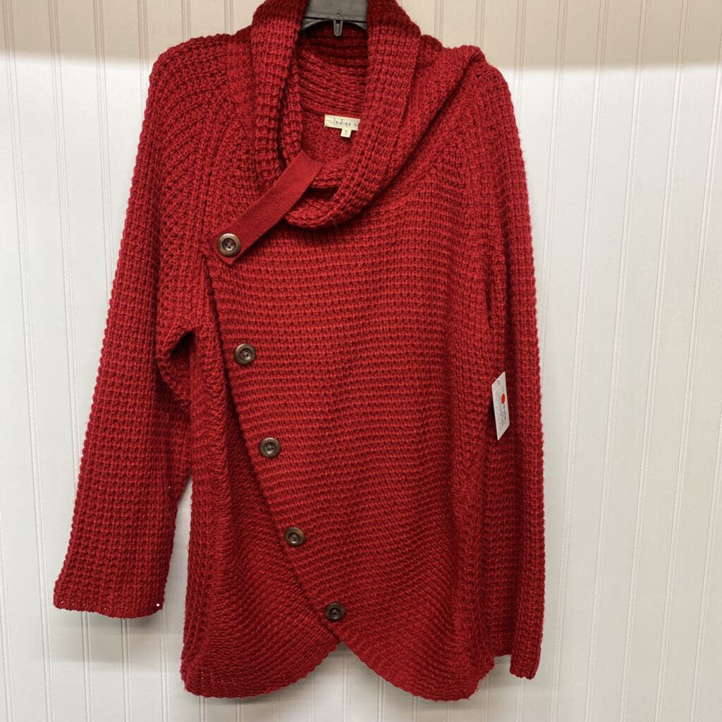 *CHUNKY WRAP COWL NECK WITH ACCENT BUTTON