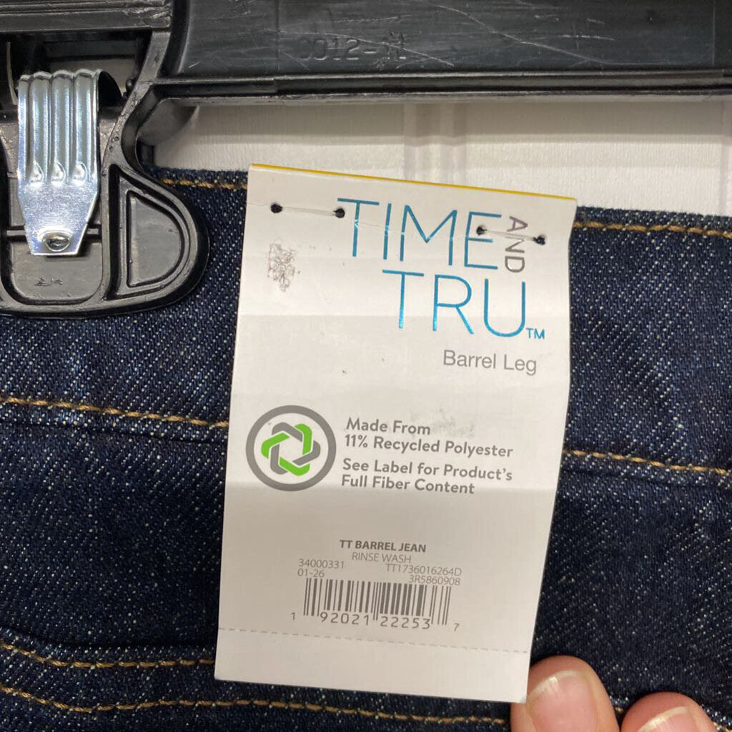 DARK DENIM BARREL LEG JEANS