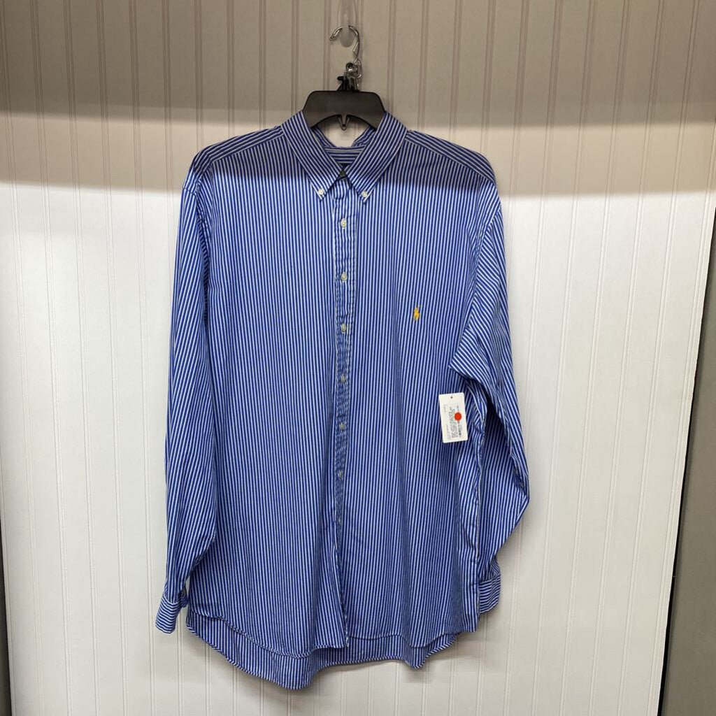 BLUE AND WHITE STRIPE BUTTON DOWN