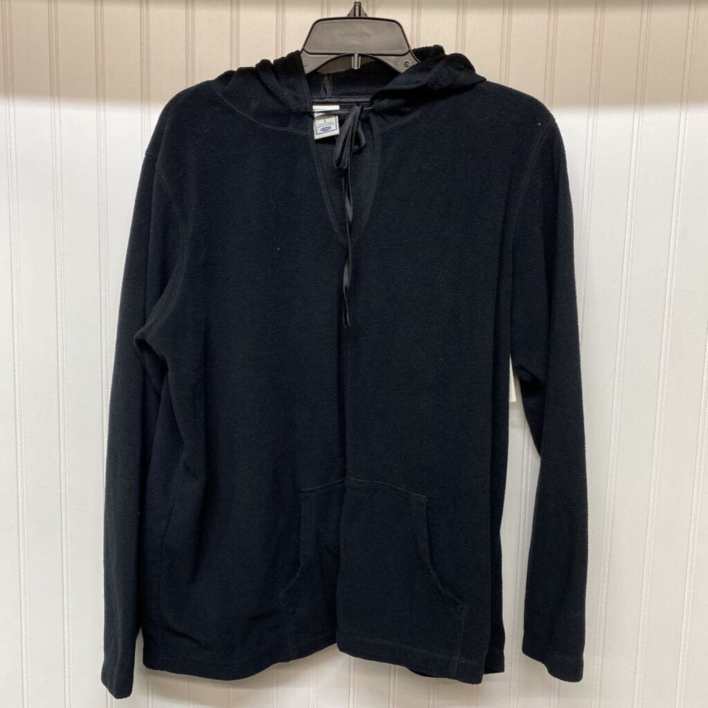*SOLID BLACK FLEECE PULLOVER HOODIE